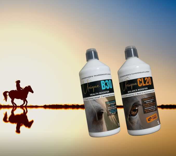 CL20 Balance Booster und B30 Health Booster, flüssige Ergänzungsfuttermittel für Pferde für Hormonhaushalt, Energie und Widerstandskraft.